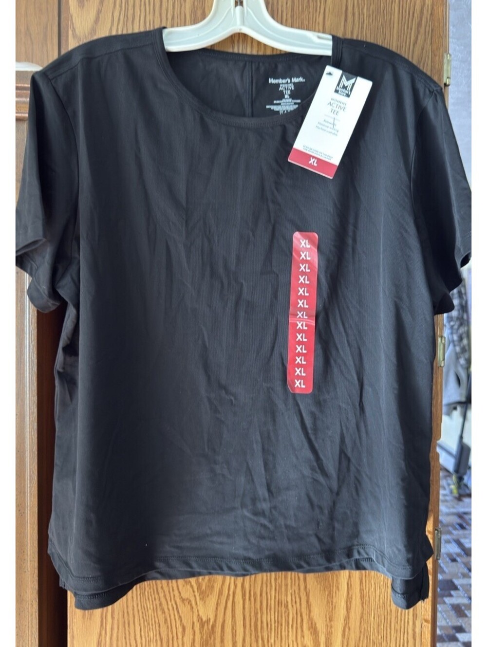 Member's Mark Women's Active Tee, Boatneck, Relaxed Fit with Side Slit Black XL